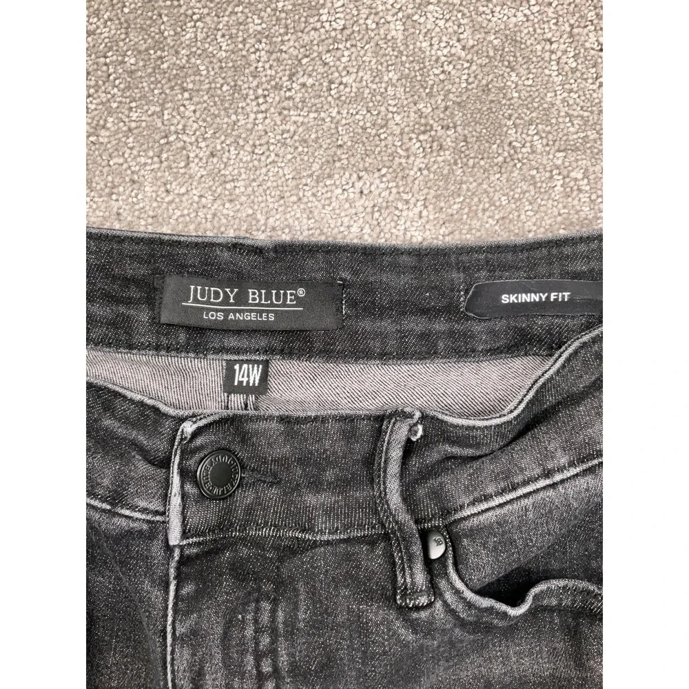 Judy Blue LA Jeans Women 14W Black JB88753 Skinny Whisker High Rise Stretch - Picture 3 of 11